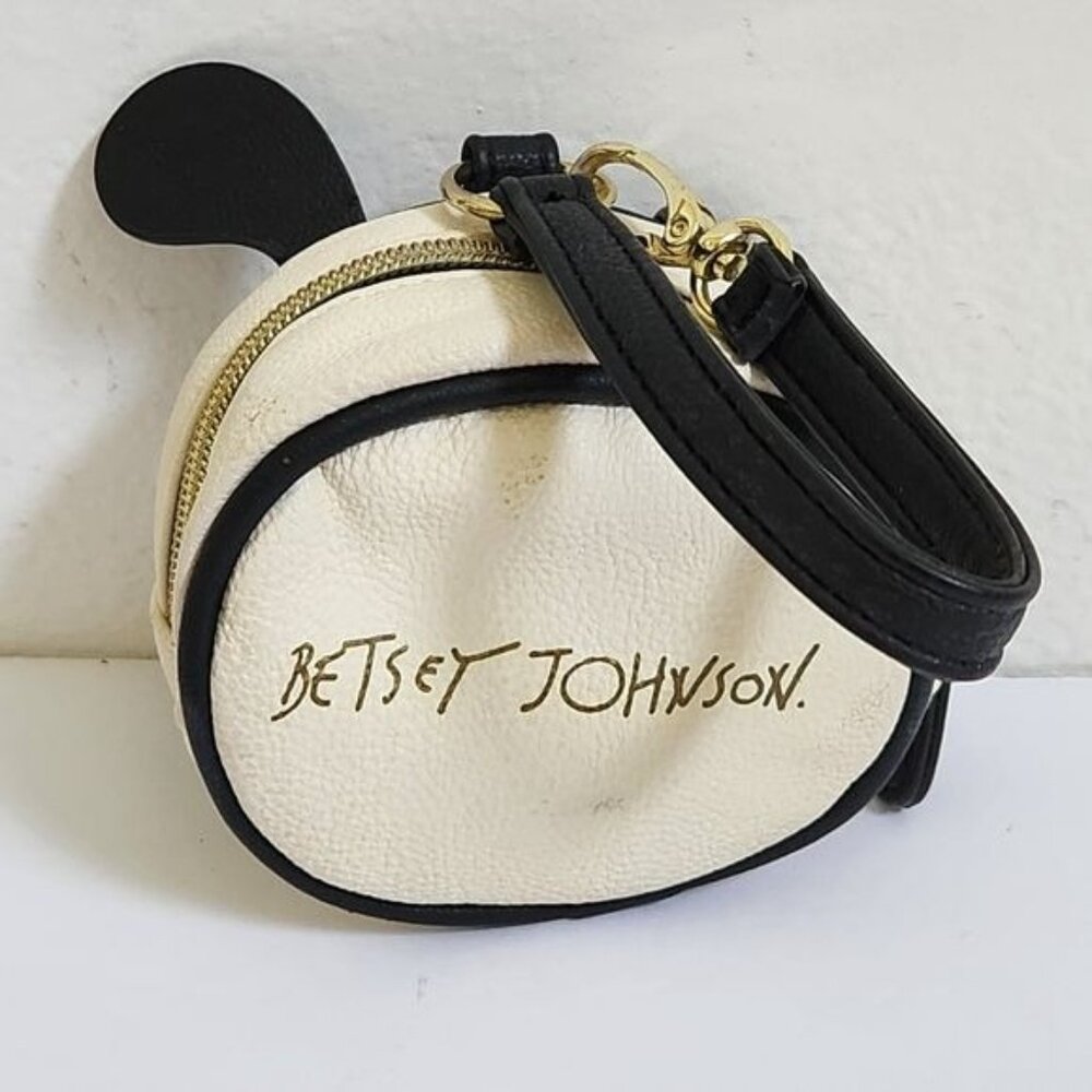 Betsey Johnson Coin Purse Wristlet/Wallet Black/White Puppy Face - Picture 5 of 8